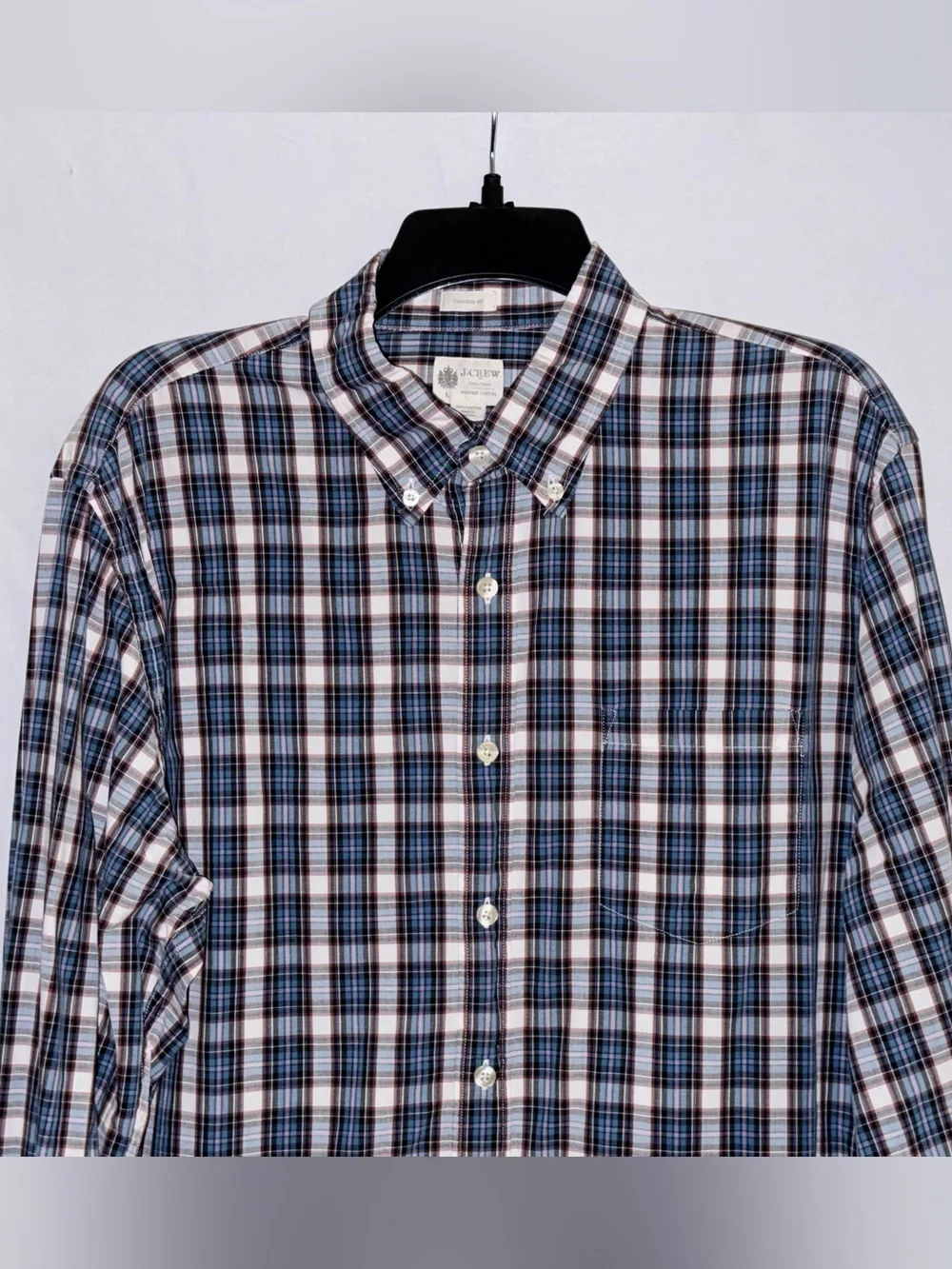 J. Crew Tailored Fit Multicolored Plaid Button-Down Long Sleeve Shirt Size Large